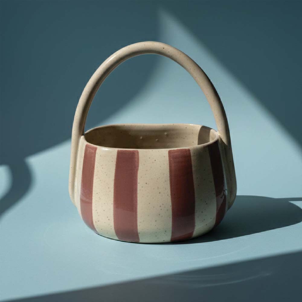 Striped fruit basket