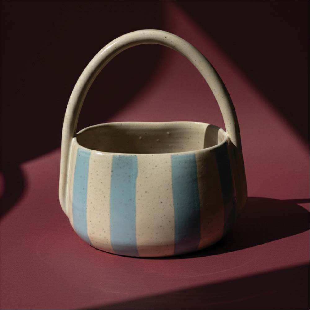 Striped fruit basket